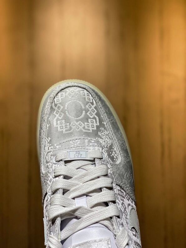 【纯原】af1空军一号白丝绸陈冠希联名黑丝绸骨白冰蓝白绿橙板鞋 白绿