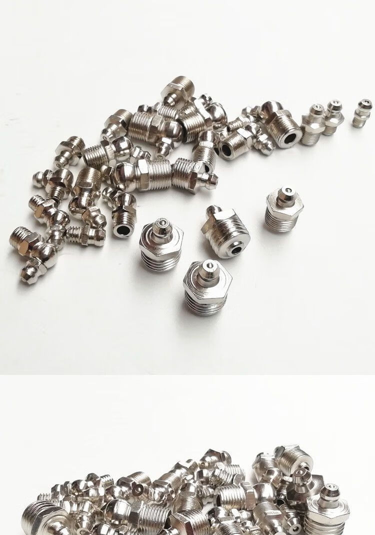 ske黄油嘴子工程铲车挖机叉车收割机m8盒装黄油嘴弯嘴直头镀镍注油嘴