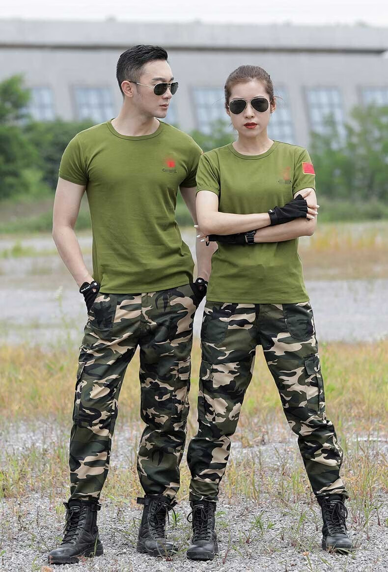 军训服夏季短袖迷彩服套装男士军迷纯棉t恤 战术迷彩裤军训服透气薄款