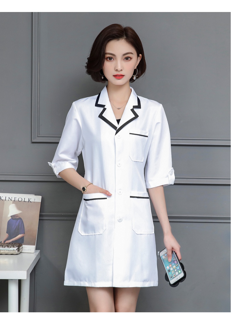 医生服春夏韩式白大褂皮肤管理纹绣师美容院工作服女中袖短袖定制款女
