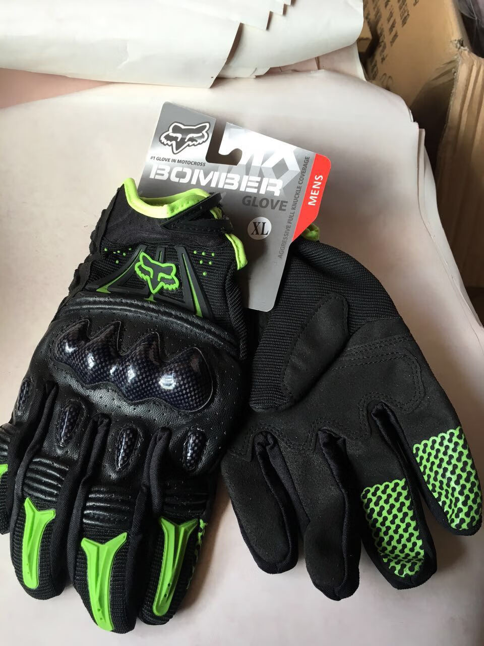 fox手套fox越野摩托车防摔手套四季碳纤维骑行装备机车全指手套桔红色