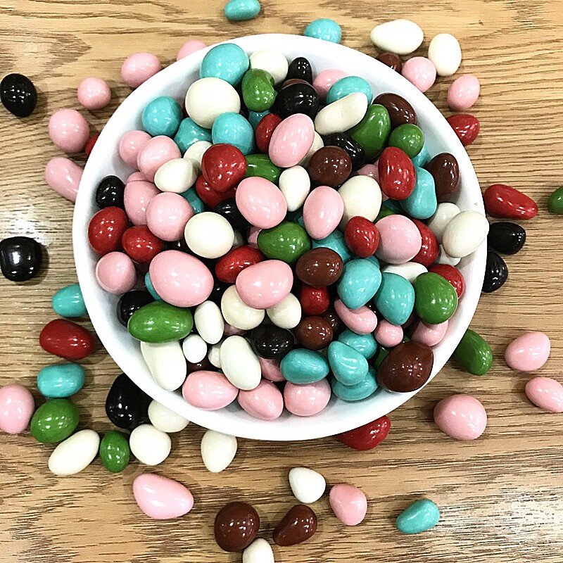 巧克力豆喜糖彩色糖豆婚庆石头彩虹糖蛋糕装饰点缀零食 小橄榄形