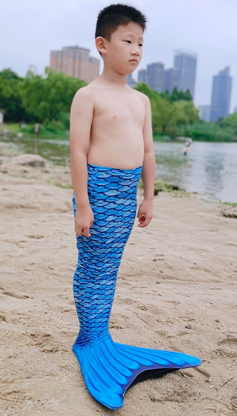 美人鱼尾巴男童男孩泳衣泳装服装衣服儿童人鱼拍照道具步感d男孩单