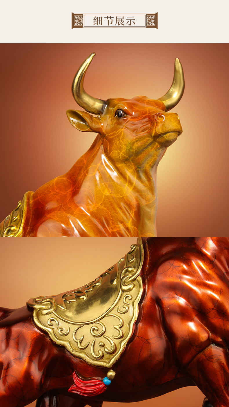 vakada牛势长虹纯铜抬头牛摆设大气生肖牛吉祥物别墅客厅玄关摆牛势