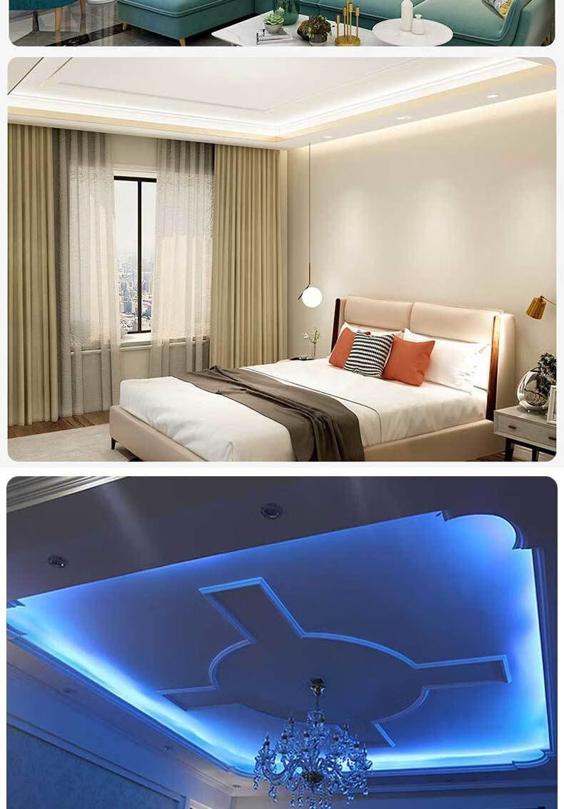 客厅吊顶led灯带220v三色变光家用长条变色rgb灯条户外防水软灯条喜奈