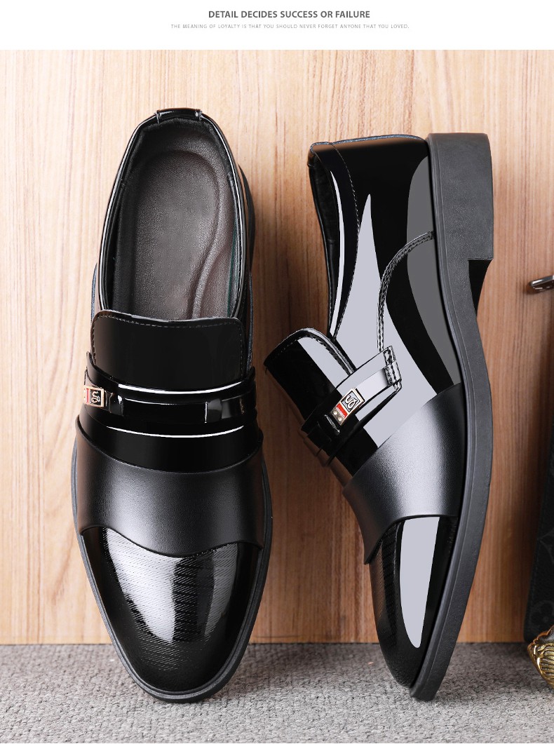 漆皮休闲真皮亮皮鞋男漆面男士亮面皮鞋男商务装鞋婚鞋尖头英伦风男鞋