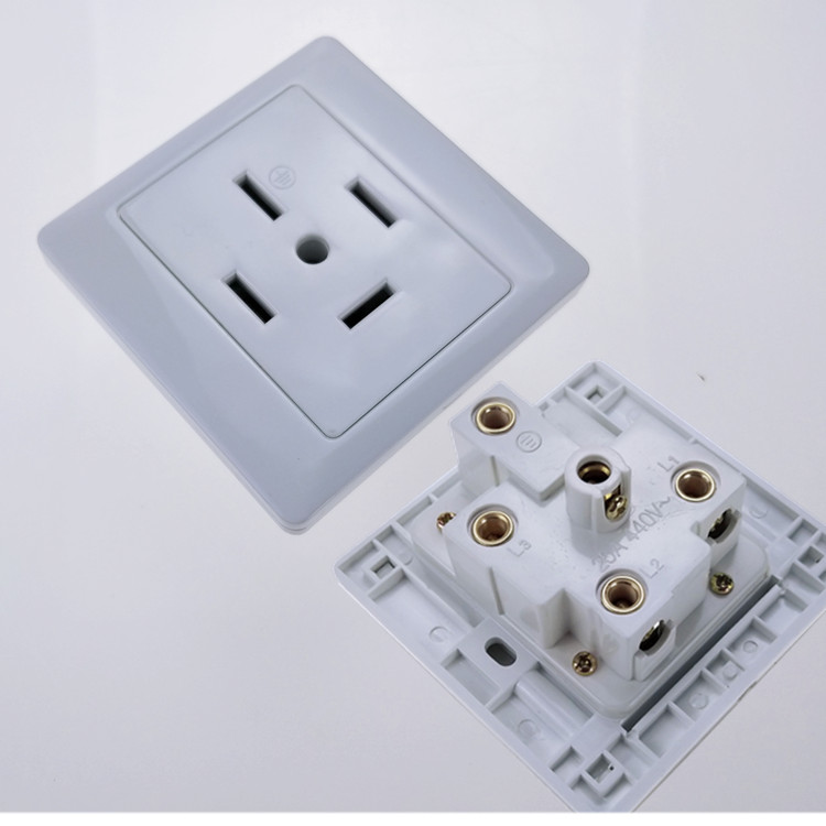380v三相五孔16a25a工业插座5芯空调插头86型墙壁电源插座440v白色