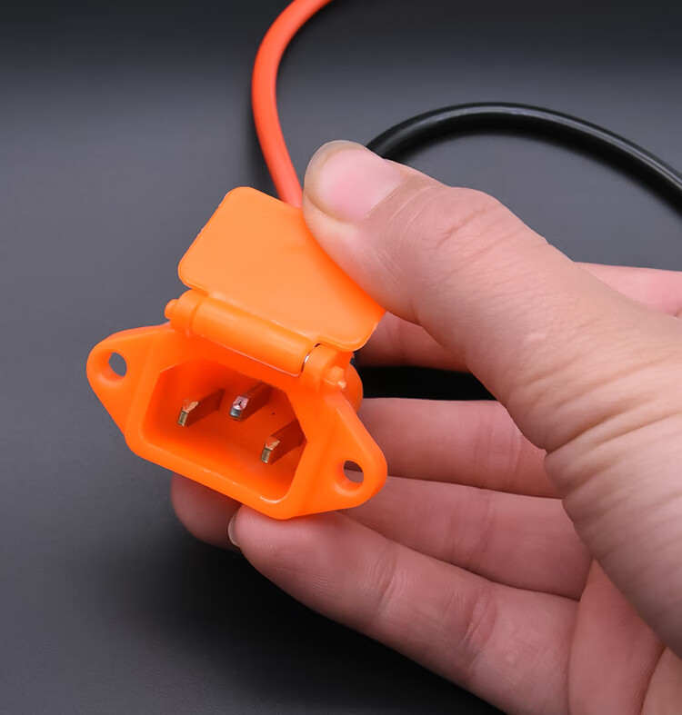 电动车充电插座三轮车对接充电头电池弯头线插头充电器电源线插口4平