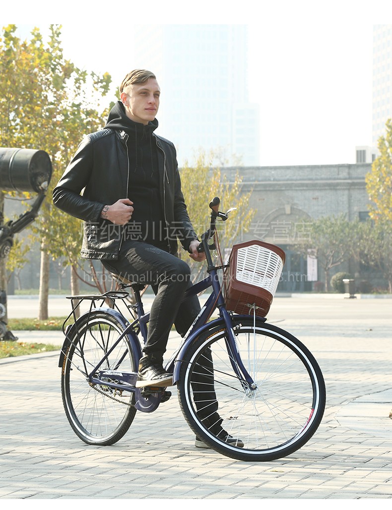 ddhw老式二八型加重自行车 26寸男式自行车通勤单车普通城市休闲