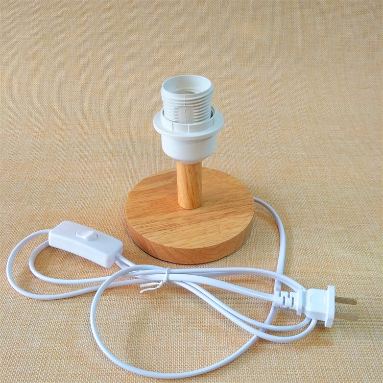 实木灯座台灯底座e27e14螺口灯头灯口手工灯座带开关插头配件a款高度