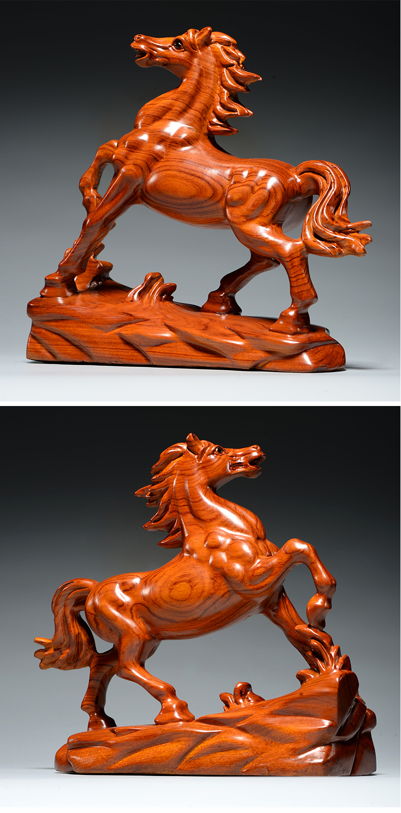梵粟黄花梨木雕马摆件生肖马办公室装饰马到成功摆件实木雕刻工艺品