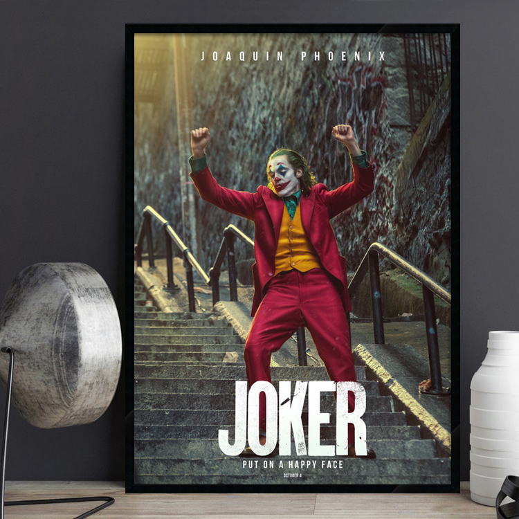 joker小丑海报joker小丑电影海报装饰画dc漫画复古怀旧壁画酒吧工业风