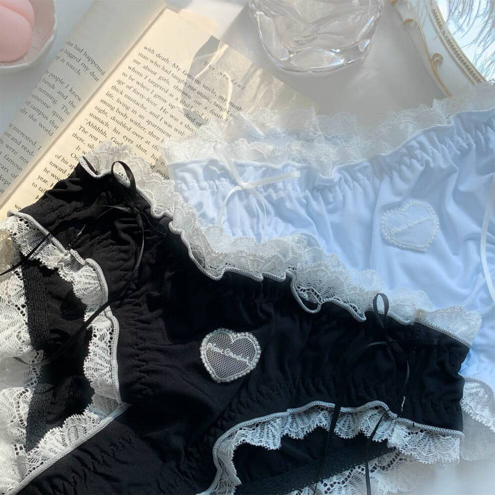 浪莎蓝色爱心蕾丝内裤夏季薄款情调性感凉感裆三角裤日系少女感雷丝