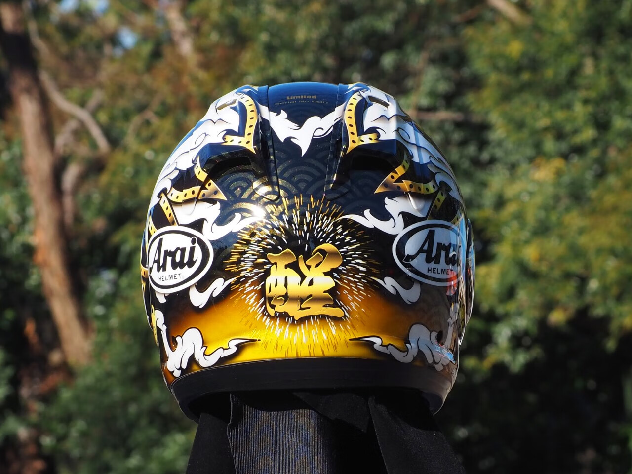 现货/ 日本进口arai摩托车头盔7x 特别合作款黑金醒狮 骑行全盔 rx-7x