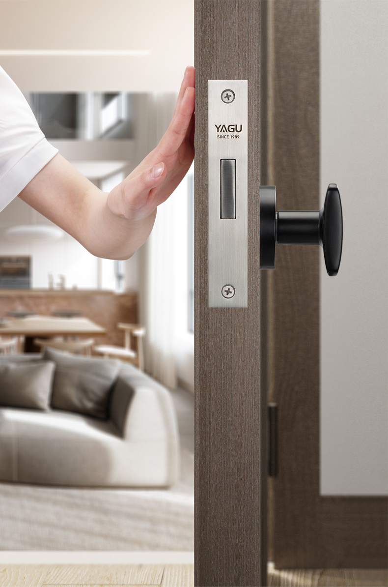 亚固门锁黑色隐形门锁室内卧室单边锁背景墙门隐藏暗锁单面暗装黑色