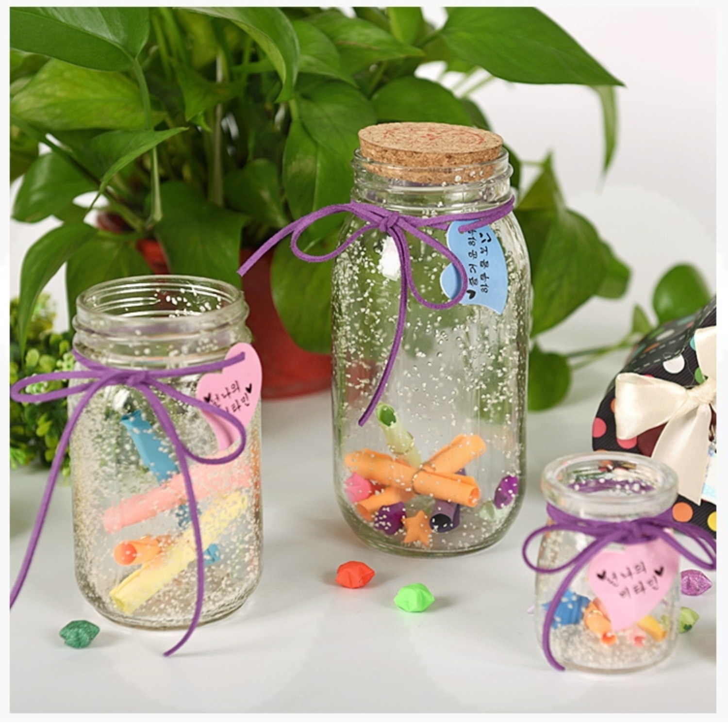 辉航睿盛夜光星空瓶许愿瓶玻璃罐装饰品星星千纸鹤创意折纸幸运生日