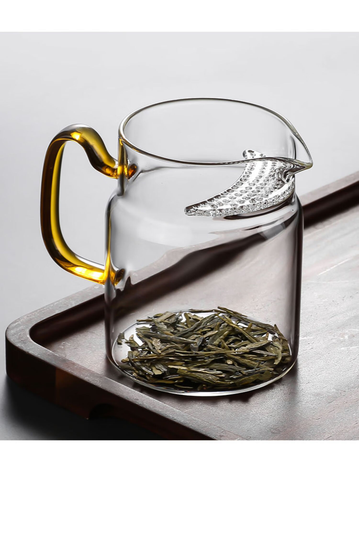 玻璃月牙公道杯茶漏一体家用泡茶分茶器茶具单个加厚月牙公杯满容量