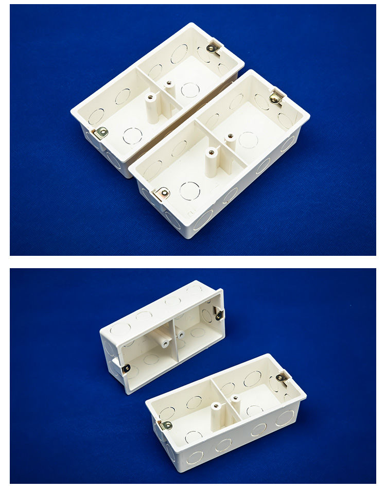 两位86型pvc阻燃双联接线底盒 通用家装暗盒暗装开关盒插座底双盒