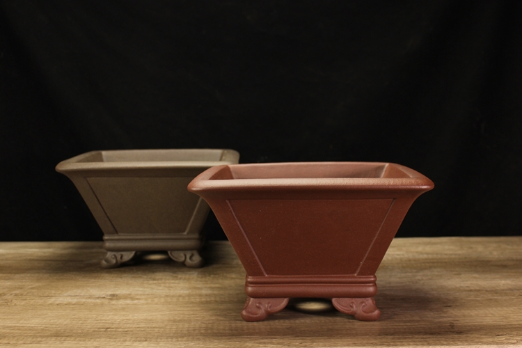 大气紫砂花盆四方斗笠紫砂盆景盆大气兰花盆精品云脚盆民间老手艺紫砂