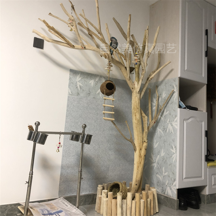 森渊仿真枯树干鹦鹉站架假树装饰玄凤鸟栖息用具用品手工磨爪站杆