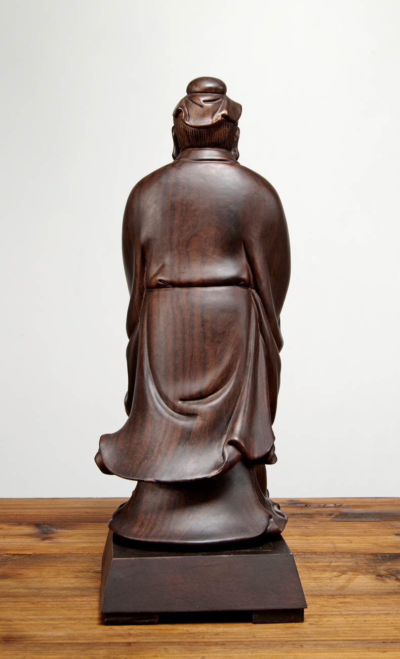 唐砖黑檀木雕孔子雕像摆件实木雕刻学校客厅教师节礼物红木装饰工艺品