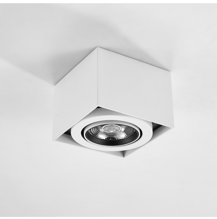 明装筒灯方形单头斗胆灯客厅吸顶射灯可调节过道筒灯玄关射灯家用