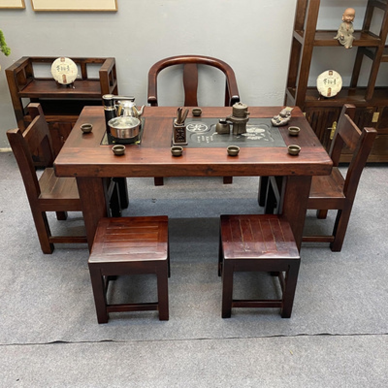 老船木茶桌椅组合小茶台实木茶桌功夫茶几茶具套装一体家用泡茶桌1米