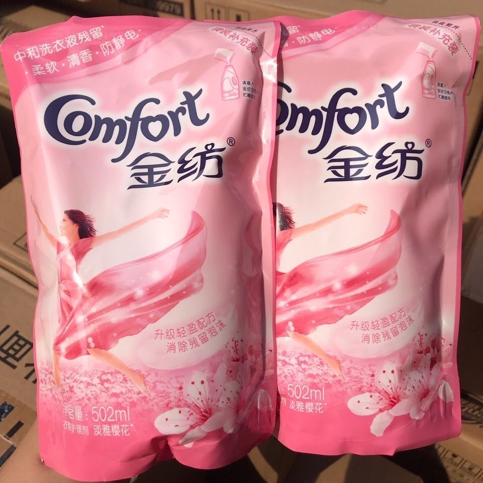金纺柔顺剂袋装502ml淡雅樱花衣物护理柔软清香补充装 1包装(502ml)