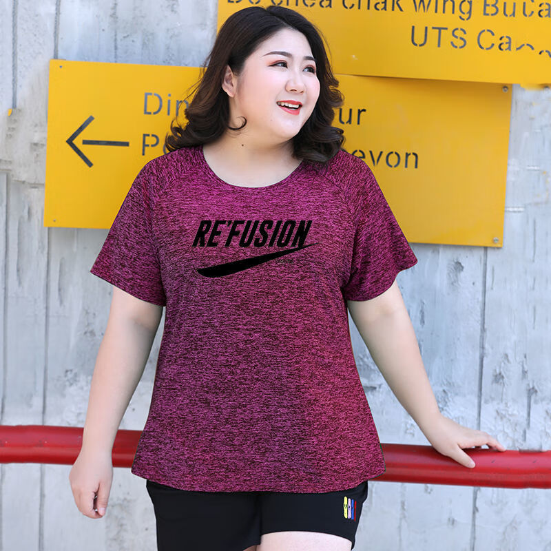 肥加大码胖妈妈夏装上衣200斤胖mm乐迪纯运动款b109绿色大标白3xl适合