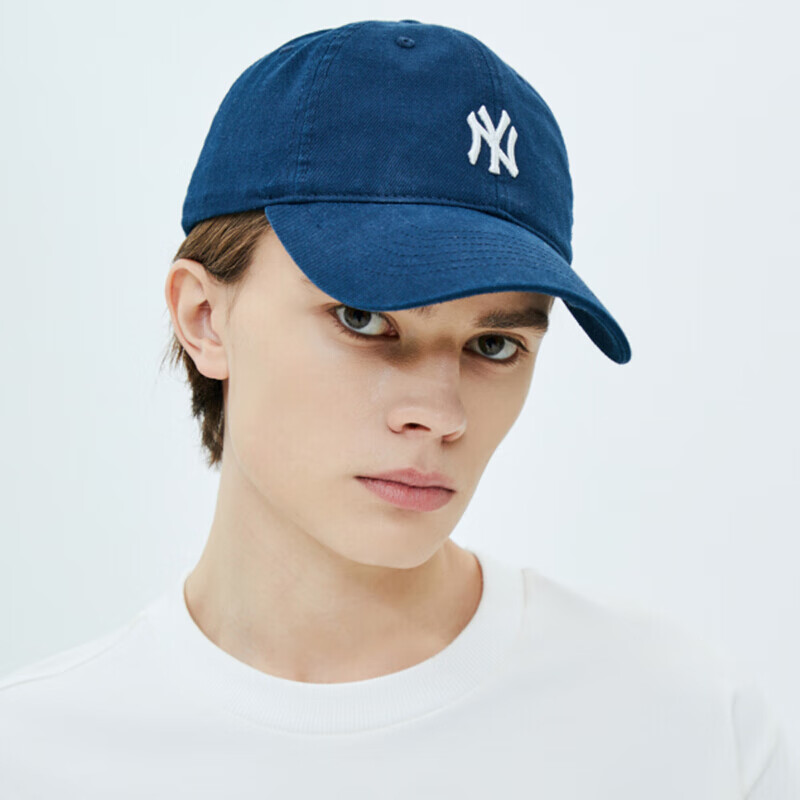 mlb棒球帽 情侣小字母ny帽子 韩版潮流弯檐鸭舌帽91479 紫色/ny f