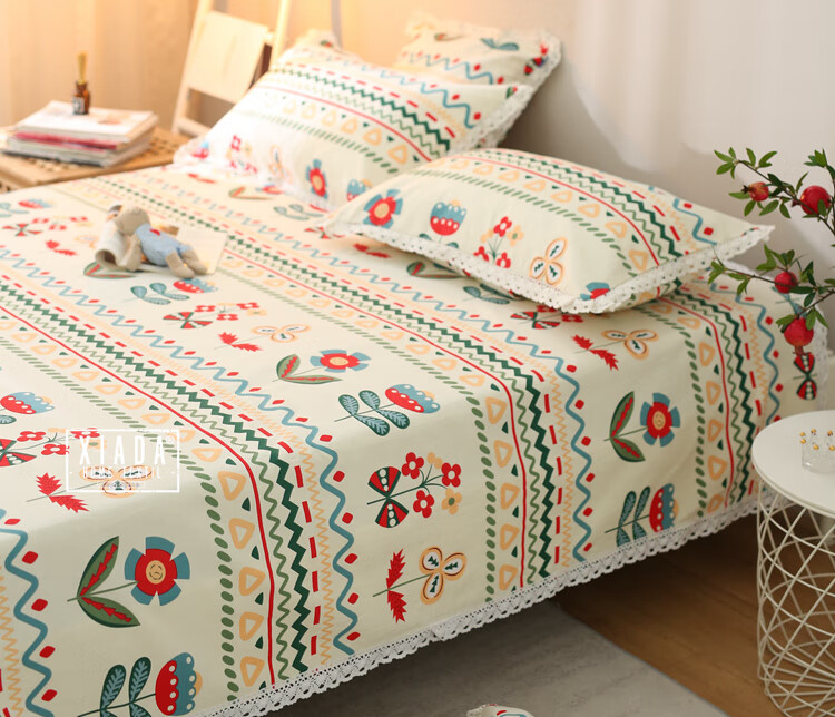 老粗布床单带花边带蕾丝花边的老粗布床单凉席夏季清爽