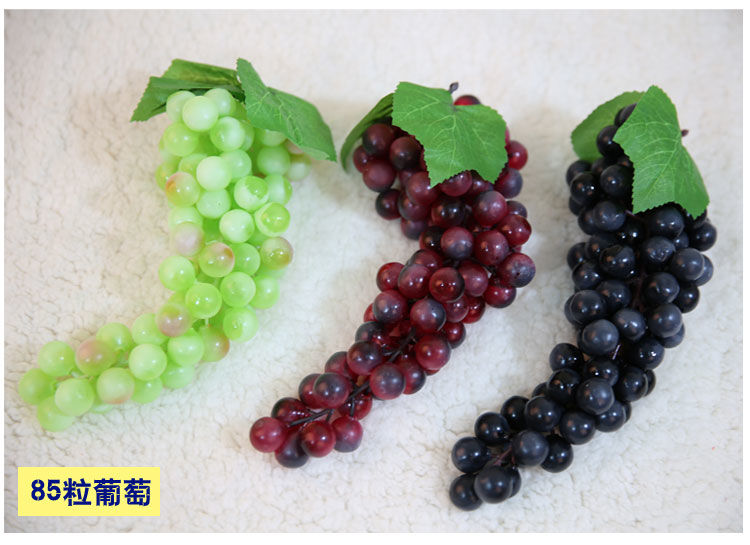 精选现发假水果仿真水果蔬菜仿真葡萄粒软橡胶葡萄串带叶植物小摆件