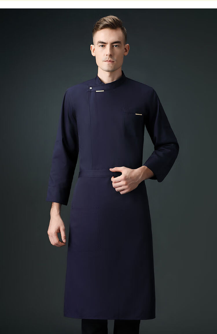 纯棉厨师服工作服秋冬季款长袖加大码套装炊事服饭店酒店后厨厨房工装