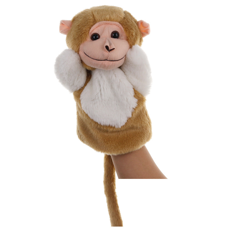 猴子手偶宝宝毛绒动物猴子手偶卡通手指偶妈妈讲故事玩偶三只小猴子一