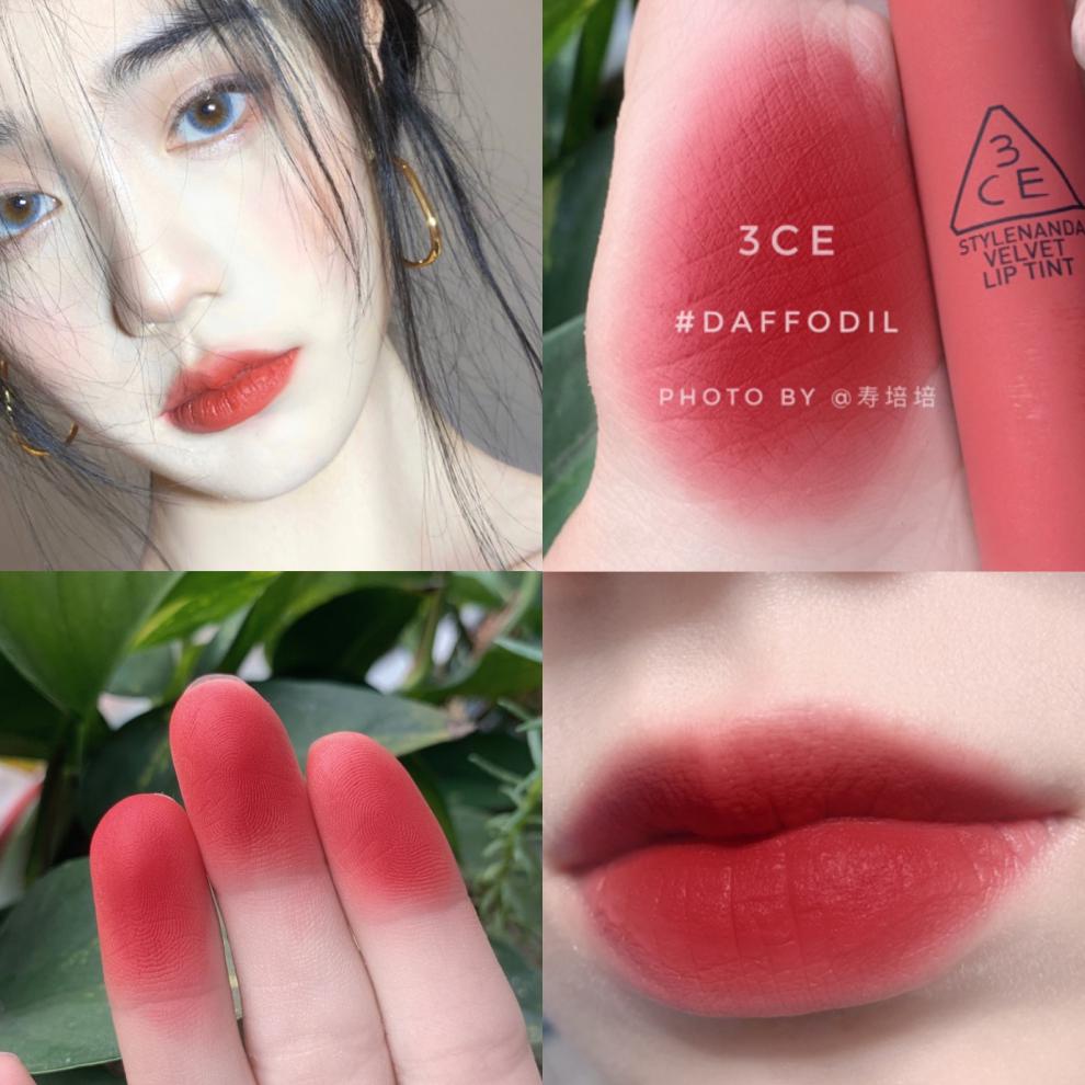 韩国3ce云朵水唇釉口红丝绒雾面哑光taupe铁锈红学生款女送女友细管