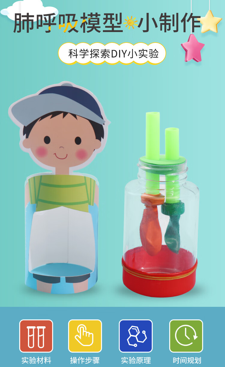 diy儿童手工科技小制作肺呼吸肺器官模型幼儿园小学生steam科学实验