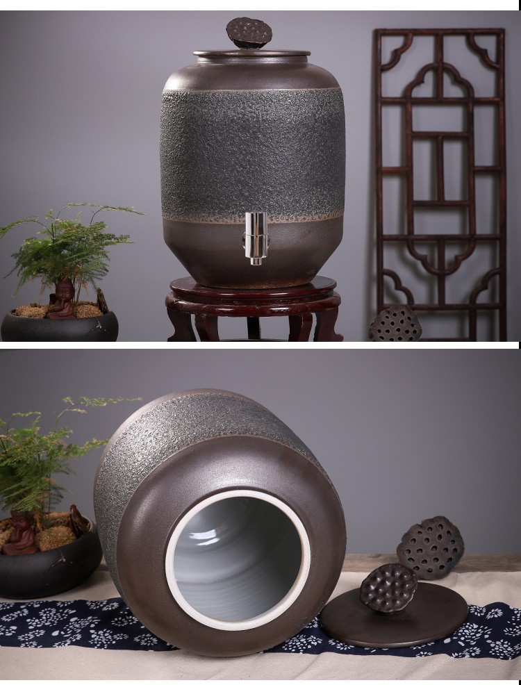 玄幻摆件陶瓷水缸家用储水用带龙头储水罐厨房大号蓄水桶客厅饮水机茶