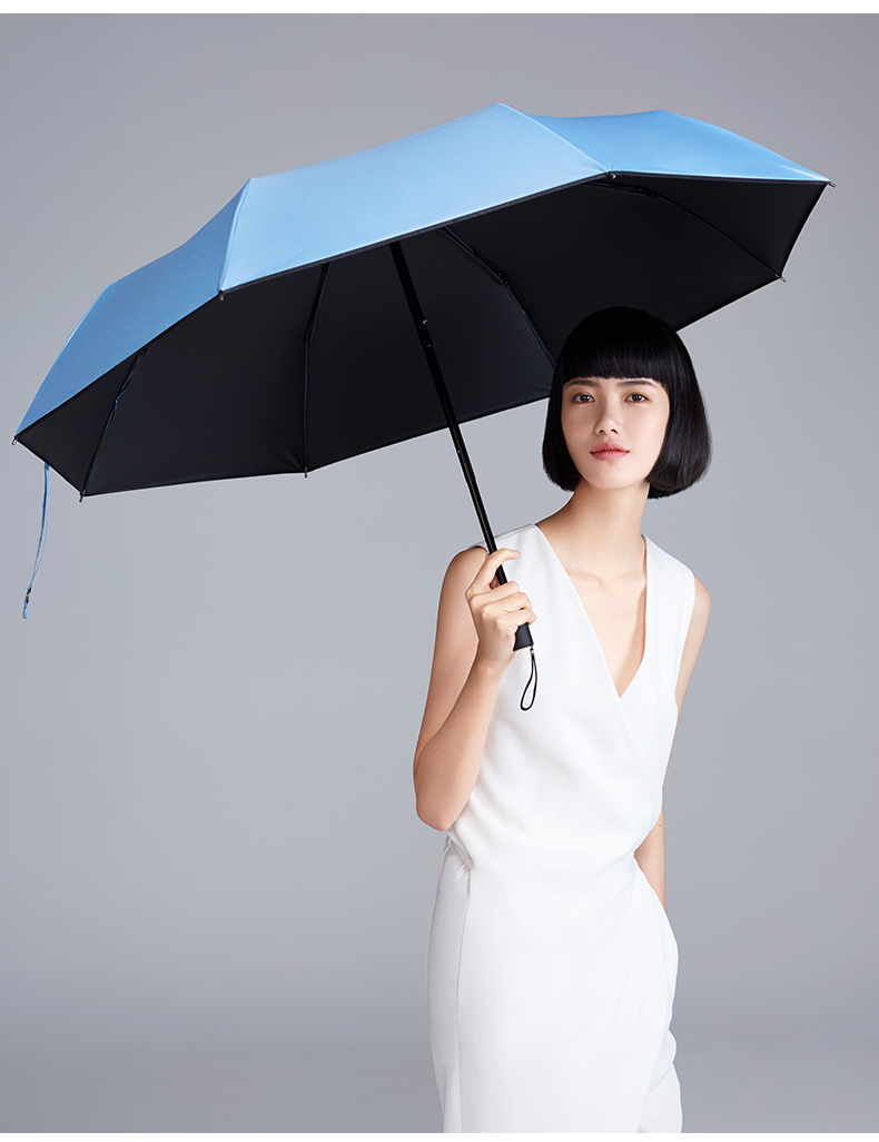 安晴防晒两用伞oneplus加大版遮阳小黑伞折叠晴雨女麦芽白
