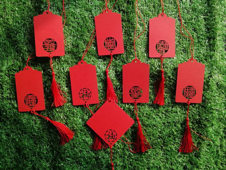 许愿挂牌新年木质风铃许愿牌红色祈福牌心愿签名木牌挂饰吊牌挂牌树牌