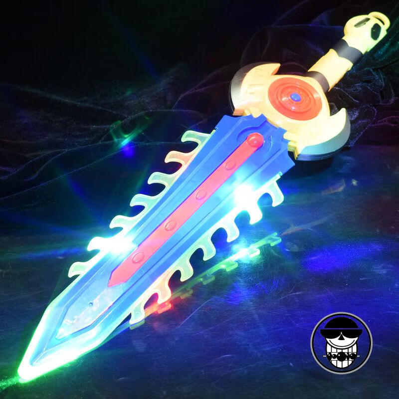 儿童宝剑玩具闪光激光剑王者圣剑电动发光塑料刀七彩声光男孩之剑红色