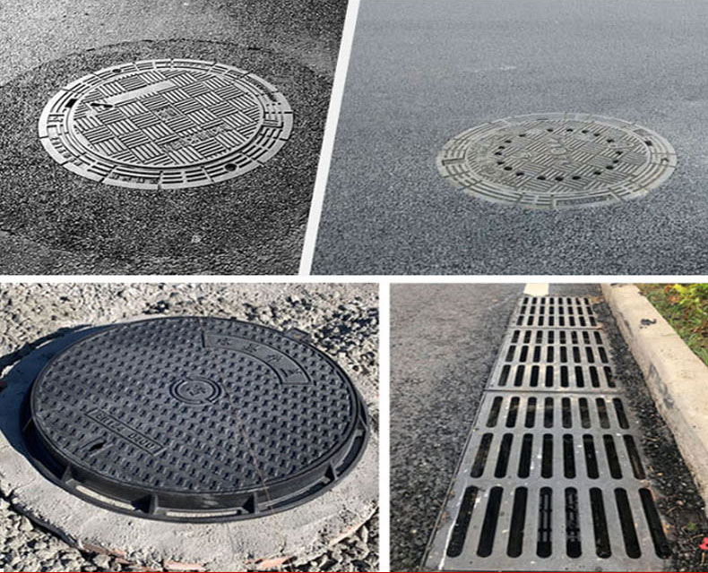 定制适用球墨铸铁井盖黑色圆形雨水污水电700轻重方形窨井盖下水沟盖
