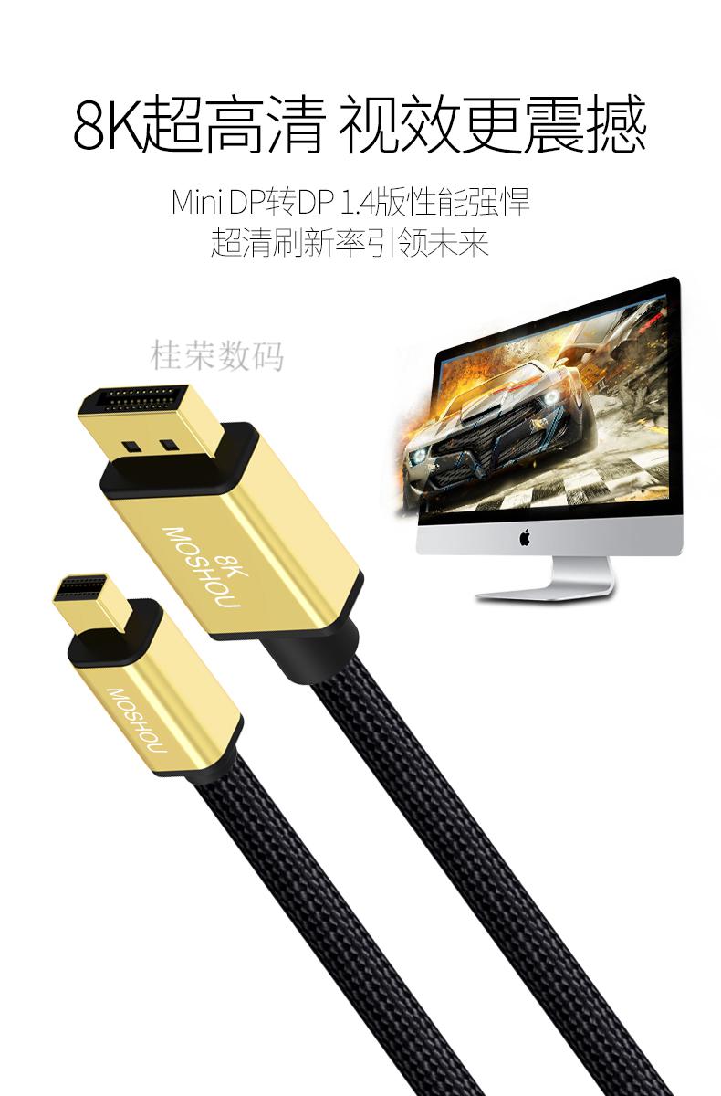 bulian14版迷你minidp转dp线雷电2笔记本显示器165240hz4k144hz1米2米