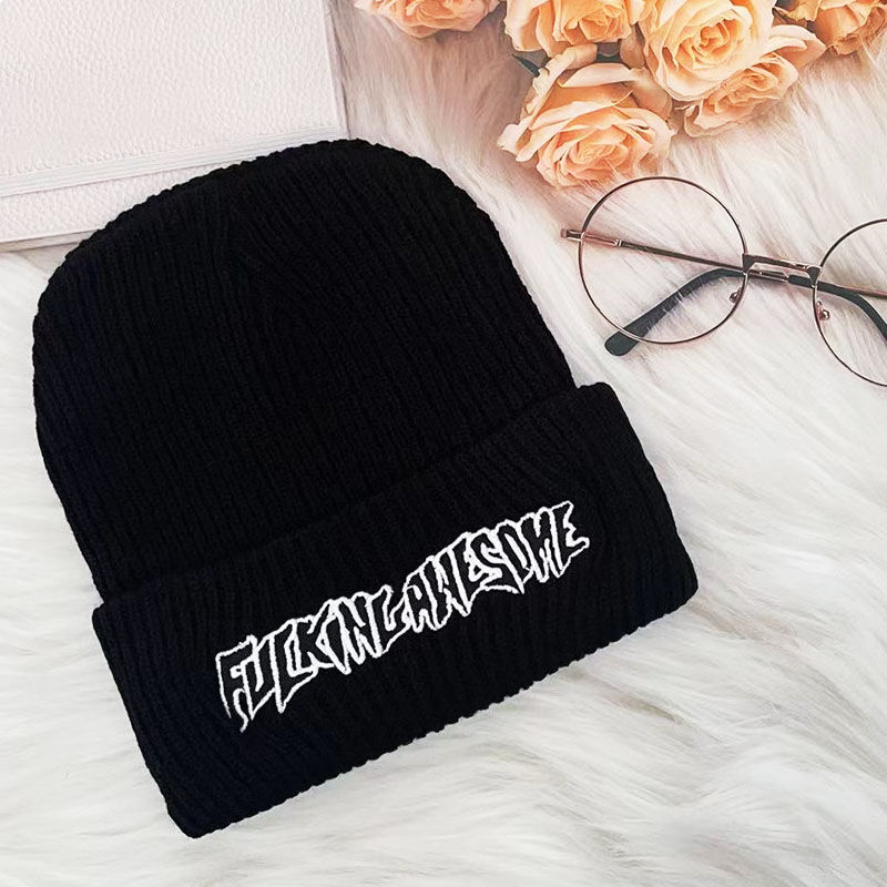 ins超子冷帽男韩版嘻哈潮牌针织毛线帽帅气男生保暖百搭帽子小fuck