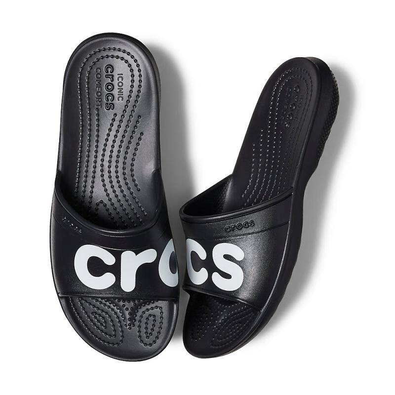 crocs卡洛驰女鞋拖鞋男鞋情侣黑色logo夏季轻质美国直邮204465black10