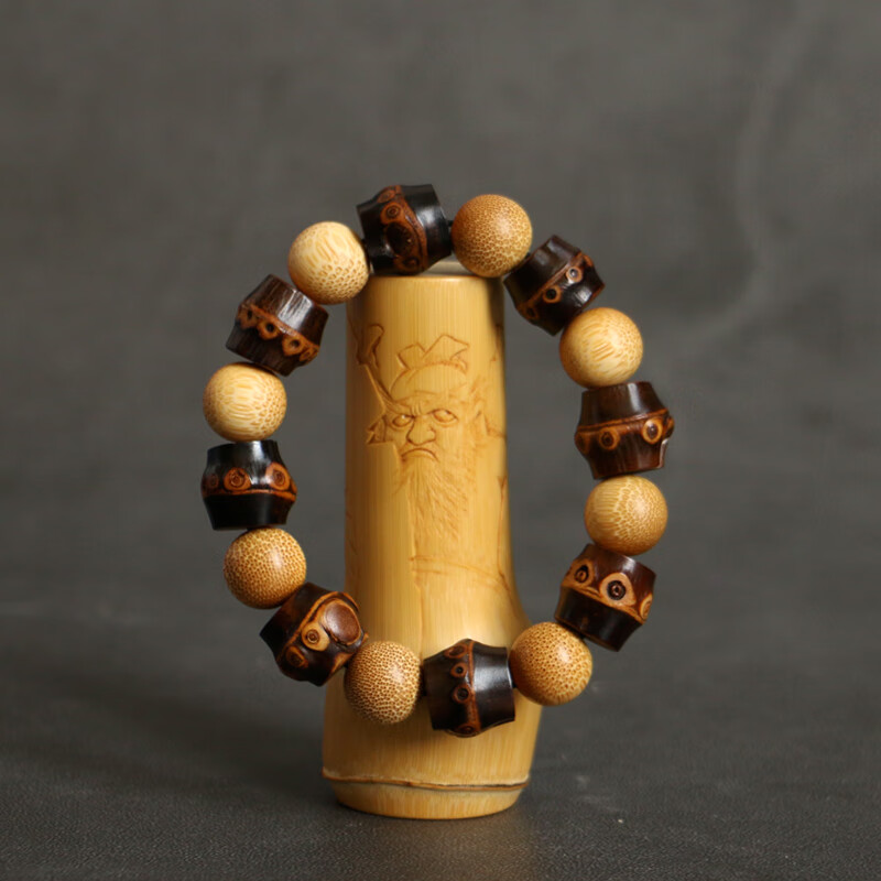 冰姿蔻精品天然老紫竹鞭手串文玩男女款实心金丝老玉竹手链竹制手持