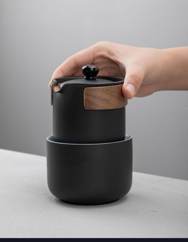 高端轻奢典界高档快客杯一壶三杯二杯单人陶瓷黑陶便携式小包办公旅行