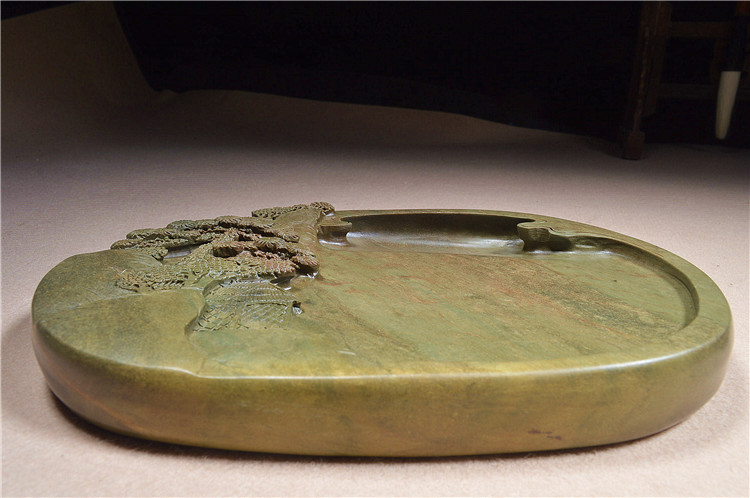 直播端砚原石砚台广东肇庆天然绿端手工雕刻文房书法实用145 5号砚台