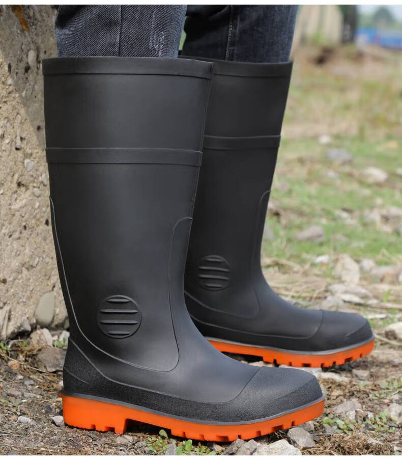工地雨鞋男 劳保鞋男防砸防刺穿高筒雨鞋耐磨防滑防污工地防护雨靴 yx