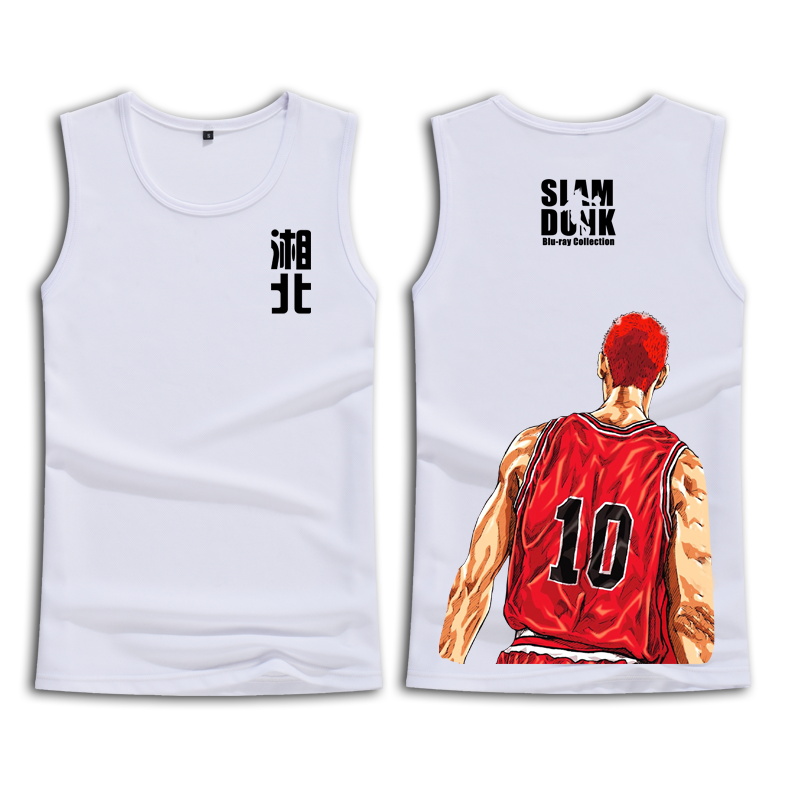 动漫周边灌篮高手联名樱木花道篮球衣服湘北男生夏季背心t恤白色7xxs
