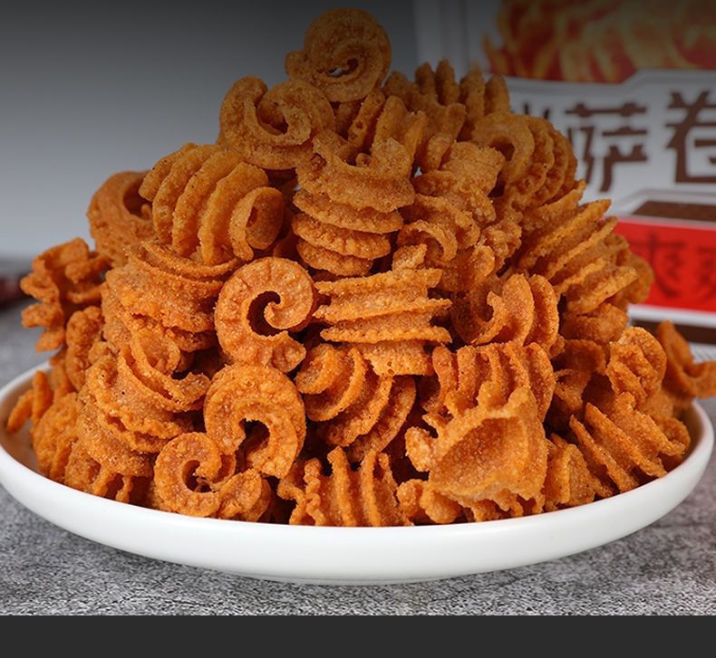 年货比萨卷188g3袋超大包锅巴香辣花椒味8090怀旧童年小零食比萨卷